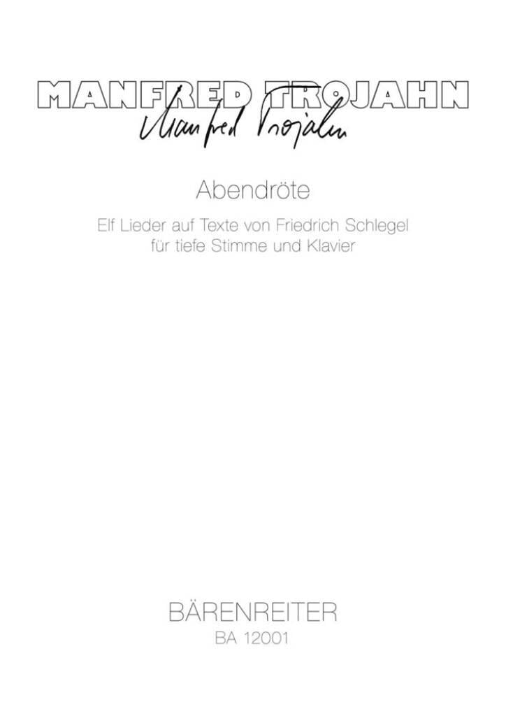 Abendröte for Low Voice and Piano